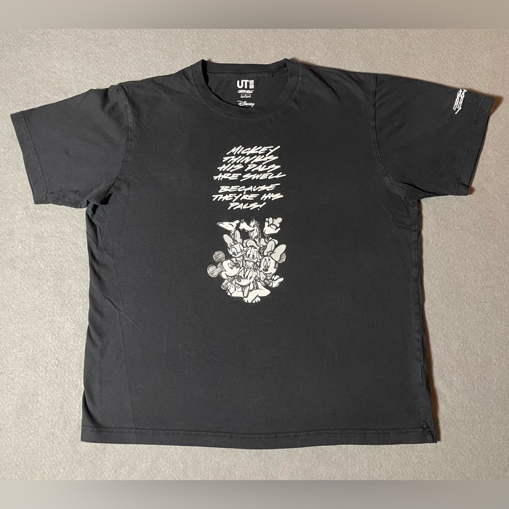 Uniqlo UT x Disney Monochrome T-Shirt Black Size Large Joshua Vides Art